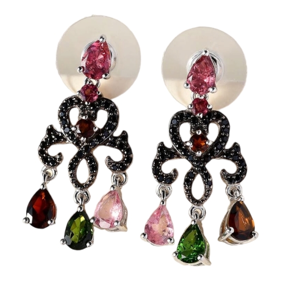 🔥PRICE CUT🔥NWT TOURMALINE CHANDELIER EARRINGS IN PLATINUM OVER STERLING SILVER - Picture 5 of 6